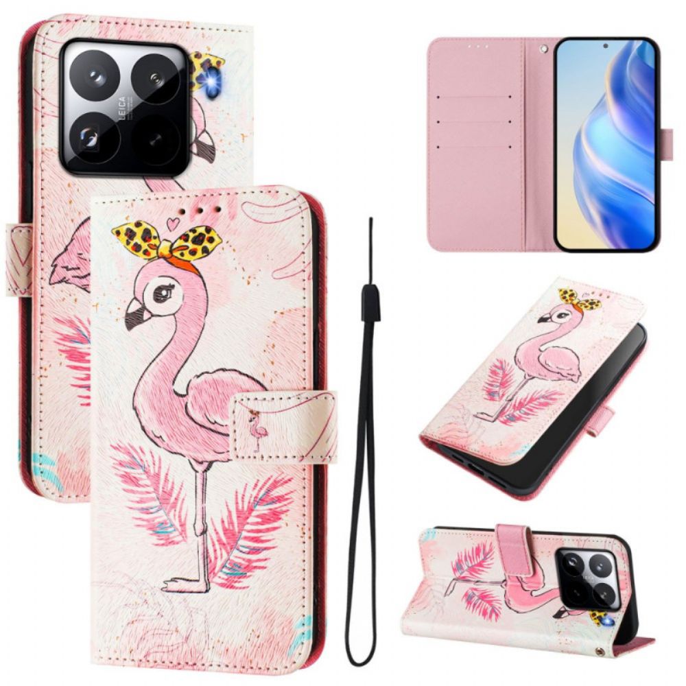 Leren Hoesje Xiaomi 15 Pro Vogelpatroon