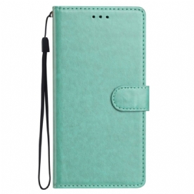 Flip Case Leren Poco X7 5g Effen Kunstleer Met Bandje