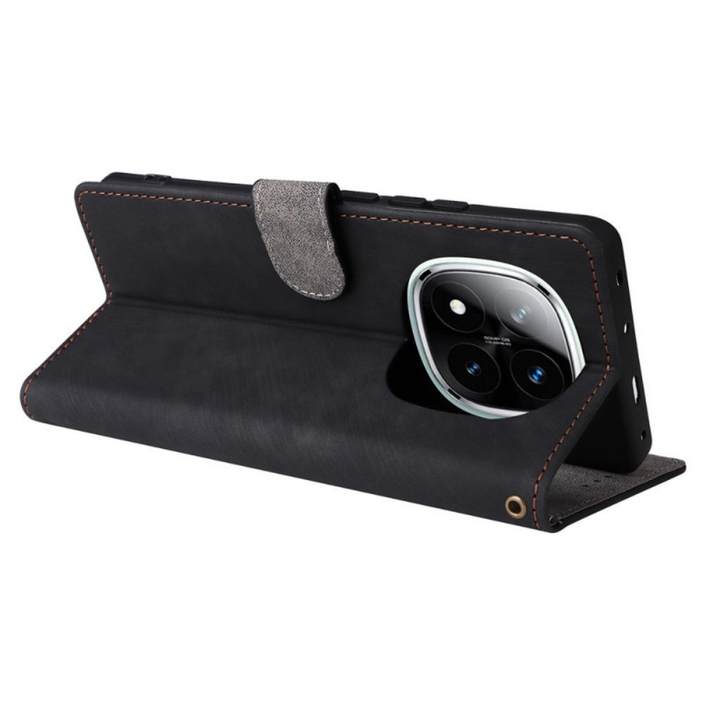 Folio-hoesje Poco X7 5g Suède-variant Met Bandje