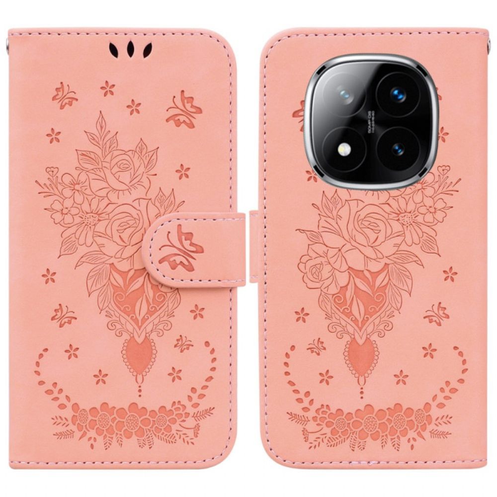 Folio-hoesje Poco X7 5g Telefoonhoesje Roze Suède-look