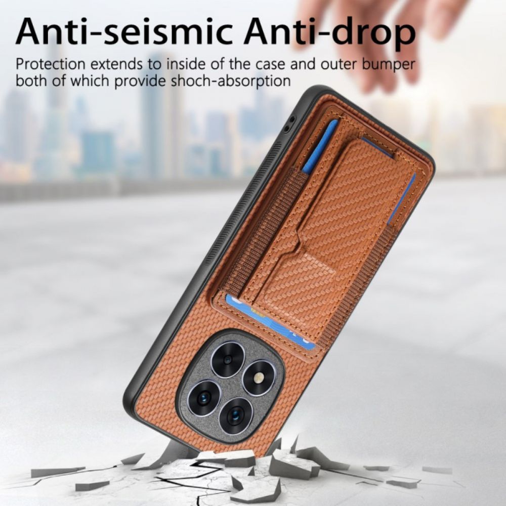 Hoesje Poco X7 5g Carbonfiber Standaard En Kaarthouder