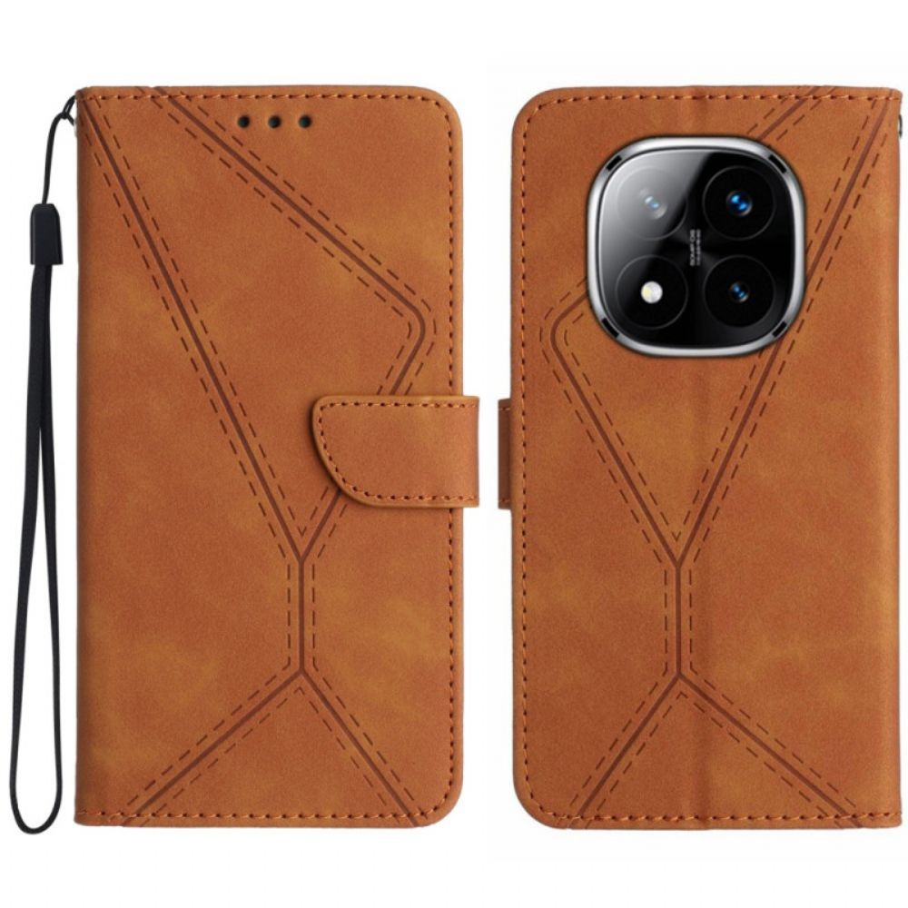 Leren Hoesje Poco X7 5g Lijnen En Streepjes Met Bandje Bescherming Hoesje