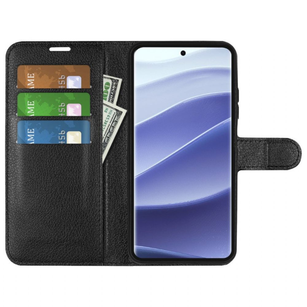 Leren Hoesje Voor Poco X7 5g Klassiek Lychee Kunstleer