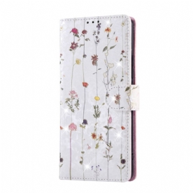 Leren Hoesje Voor Poco X7 5g Rfid-blokkerend Bloemendesign