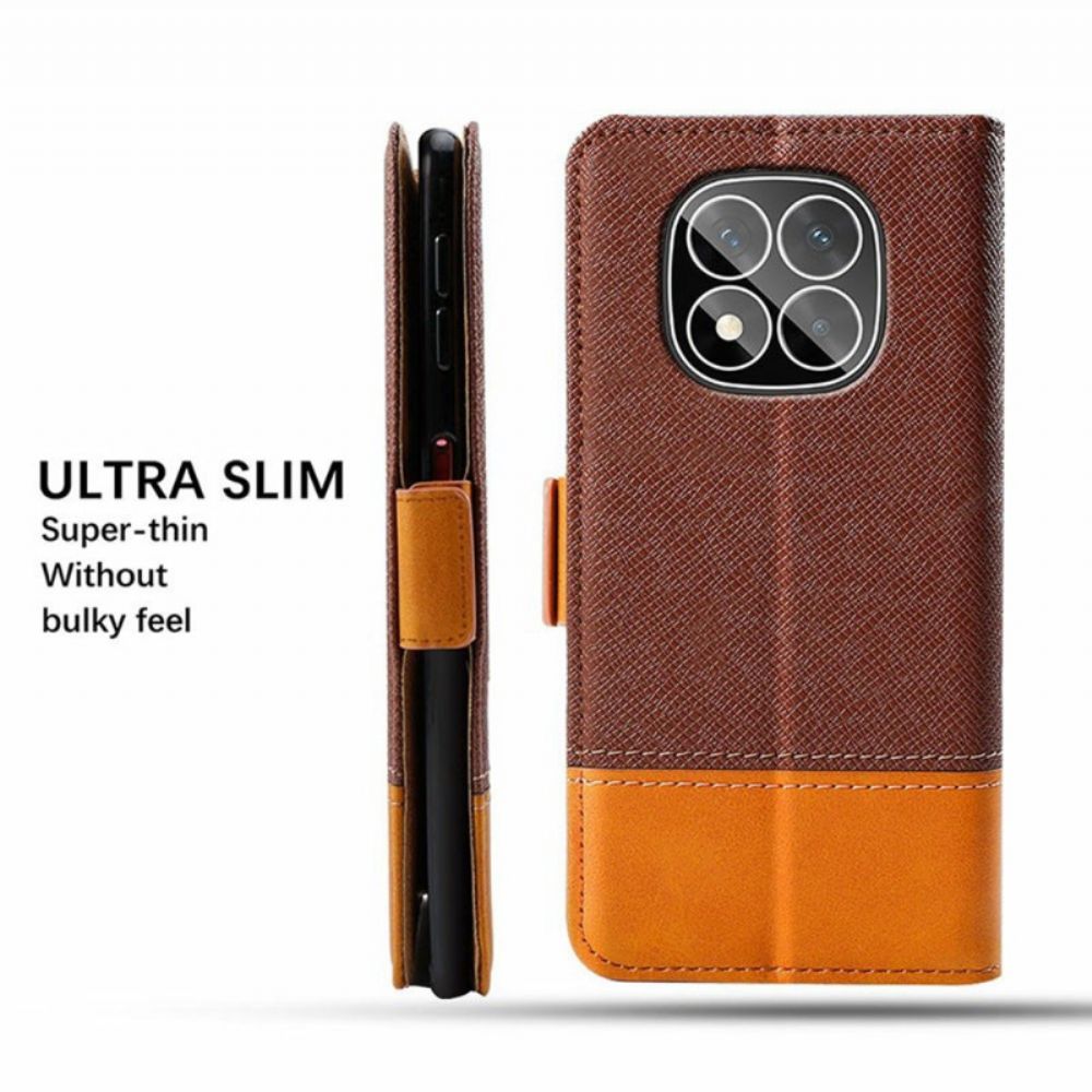 Leren Hoesje Voor Poco X7 5g Tweekleurig Ontwerp