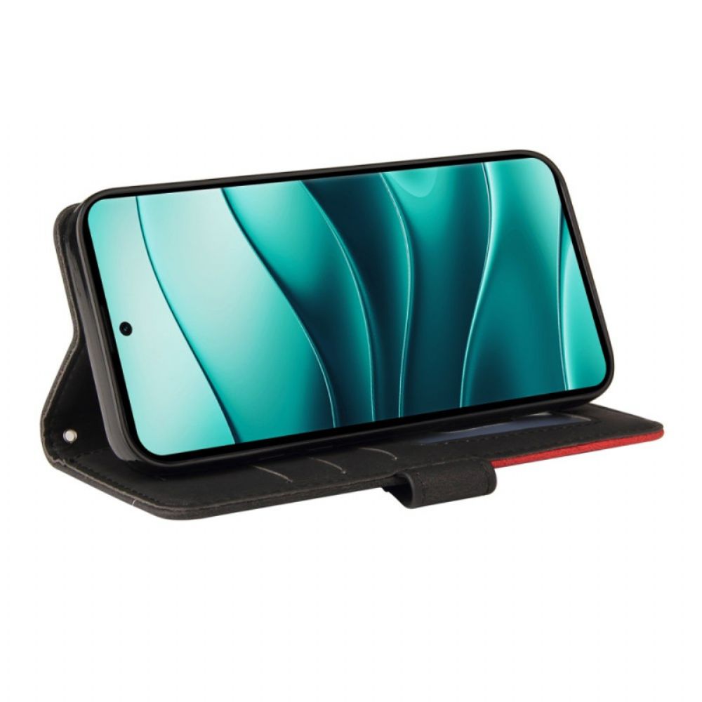 Leren Hoesje Voor Poco X7 5g Tweekleurige Golvende Lijnen