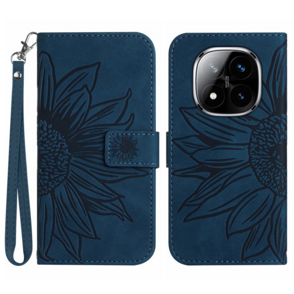 Leren Hoesje Voor Poco X7 5g Zonnebloemprint