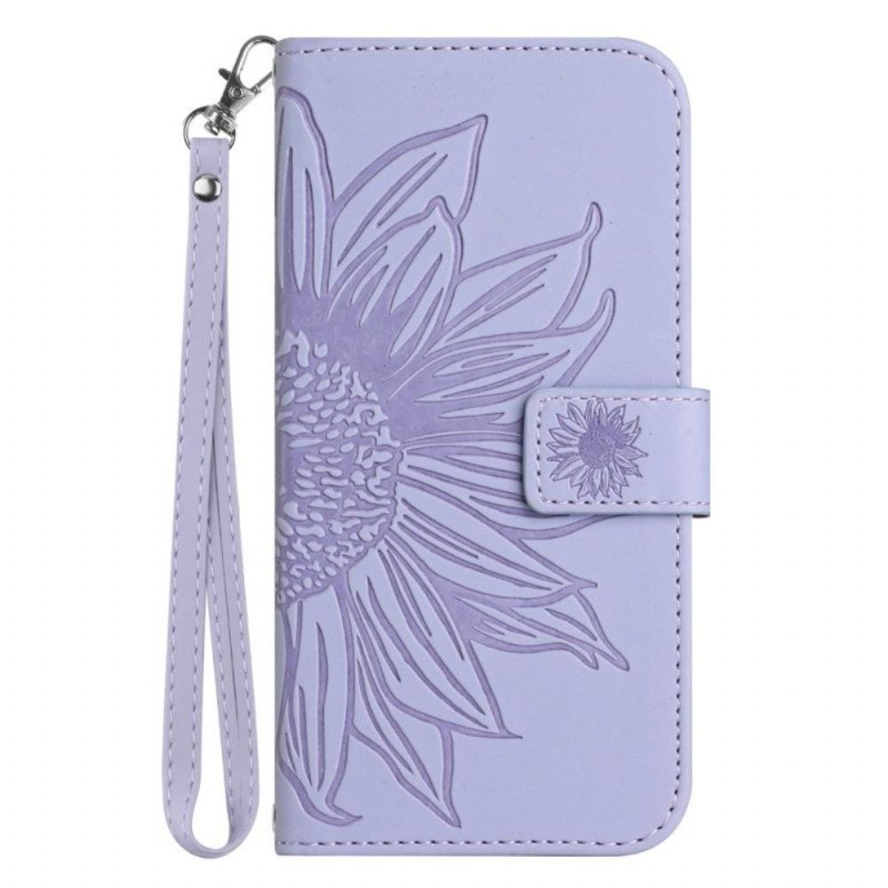 Folio-hoesje voor Motorola Edge 40 Pro Met Ketting Strakke Zonnebloem