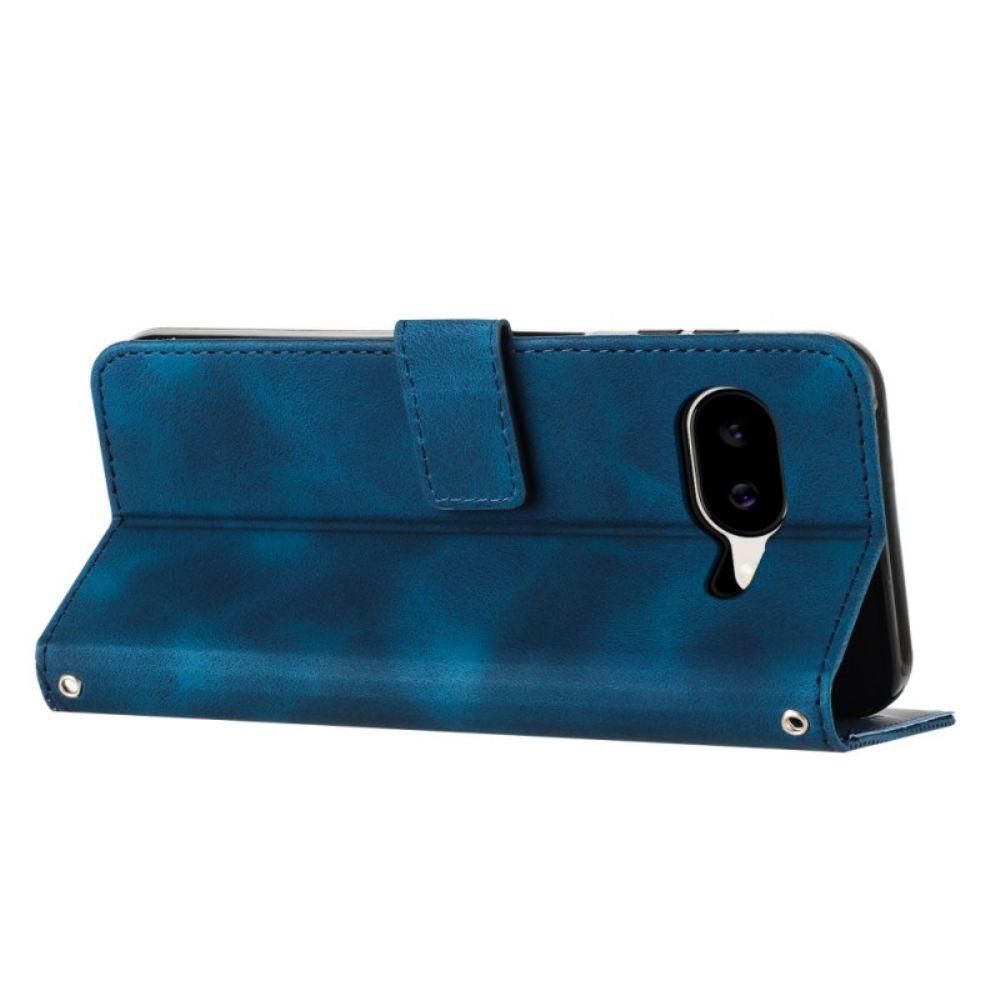 Flip Case Leren Google Pixel 10a Retro Bandje