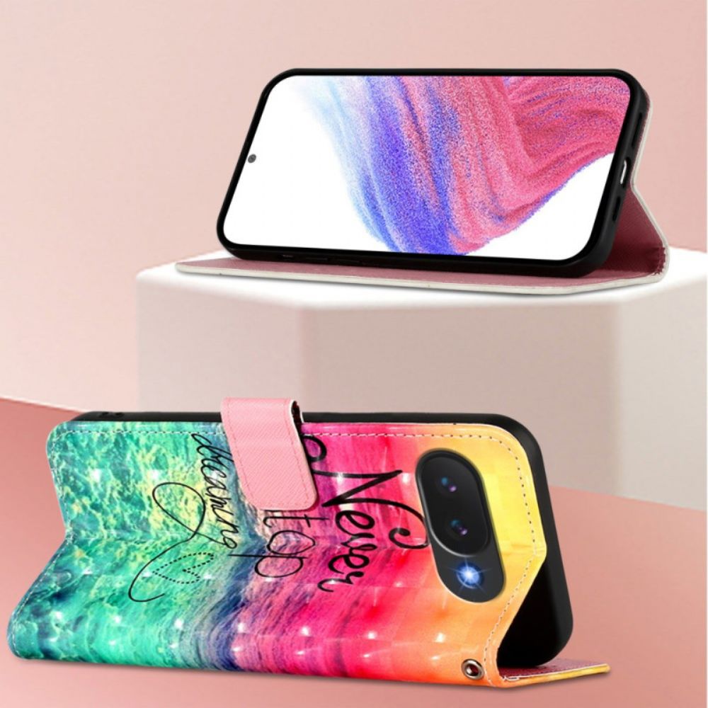 Leren Hoesje Google Pixel 10a Nooit Stoppen Met Dromen Bescherming Hoesje