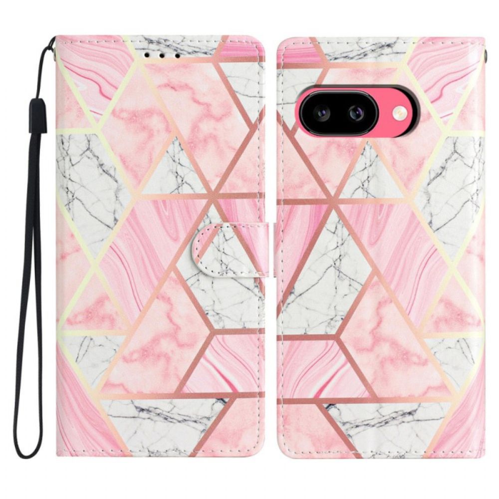 Leren Hoesje Google Pixel 10a Roze Marmer Bescherming Hoesje