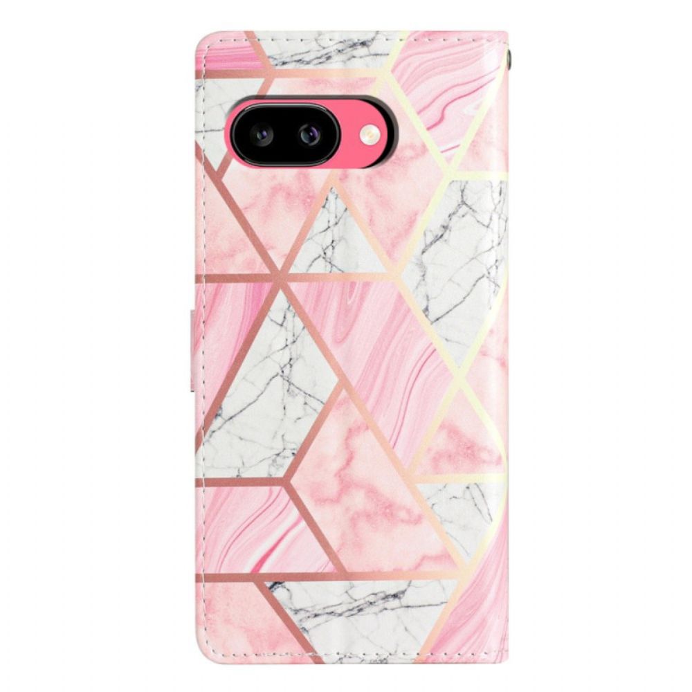 Leren Hoesje Google Pixel 10a Roze Marmer Bescherming Hoesje