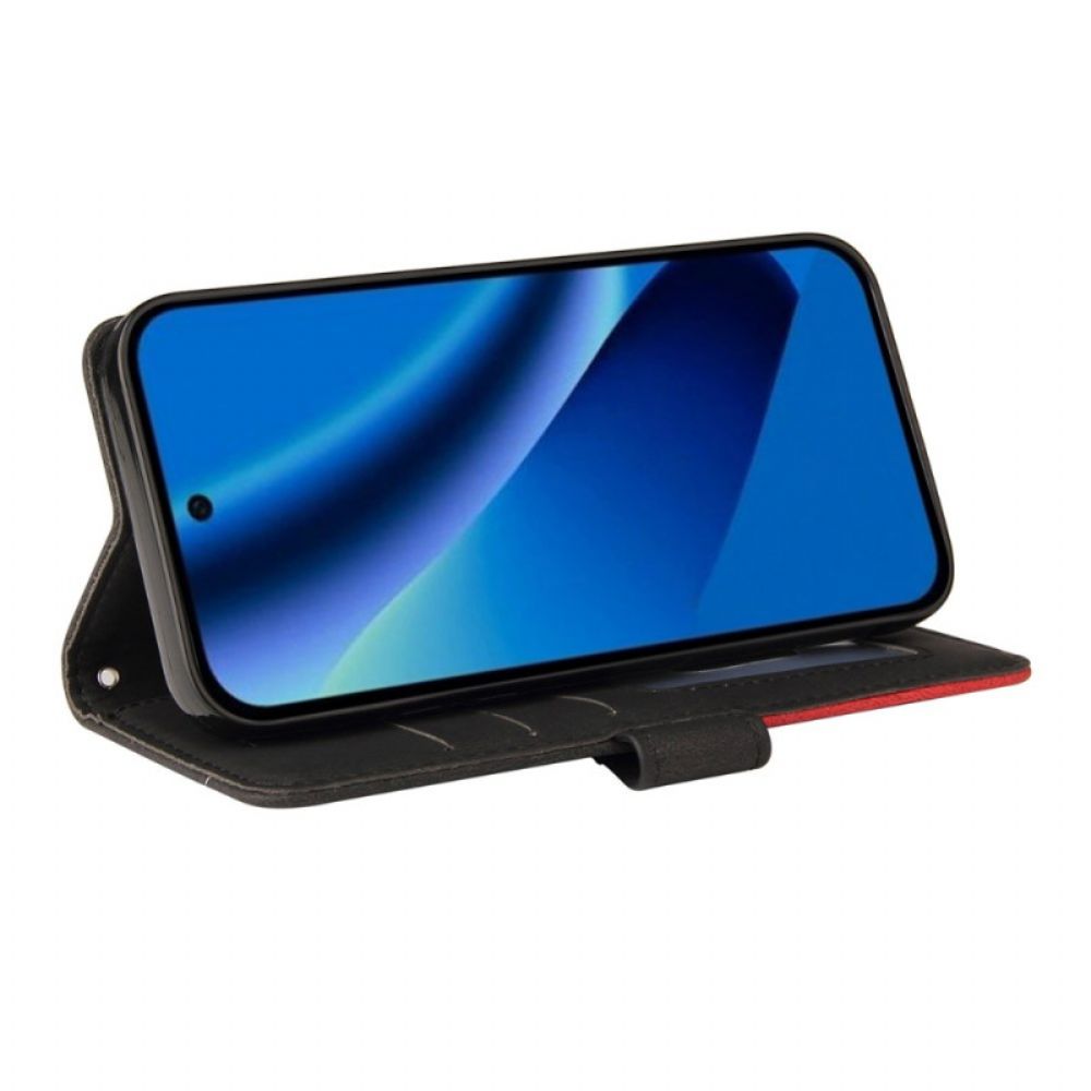 Leren Hoesje Google Pixel 10a Tweekleurig Golvend Design Bescherming Hoesje