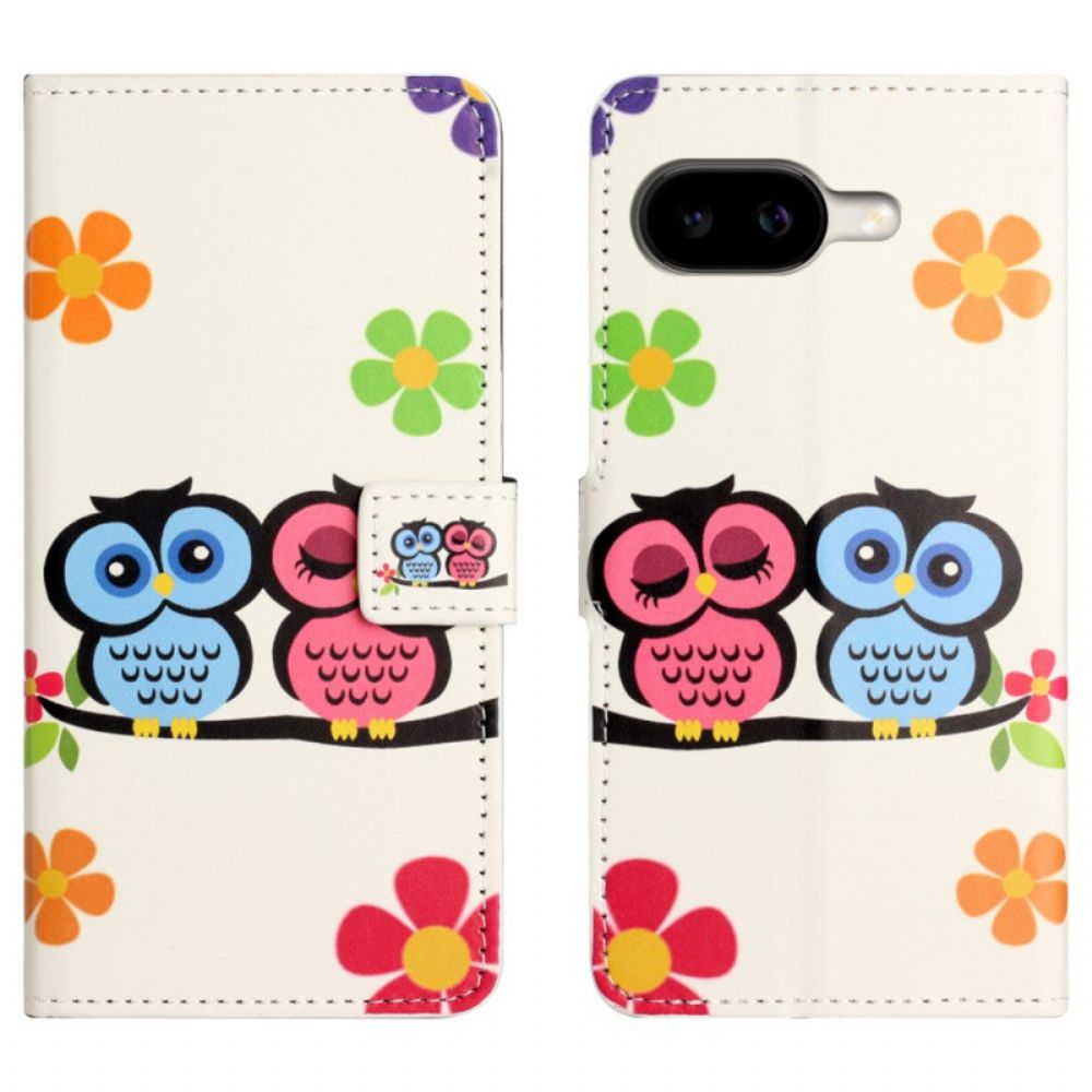 Leren Hoesje Google Pixel 10a Uilenpaar Bescherming Hoesje