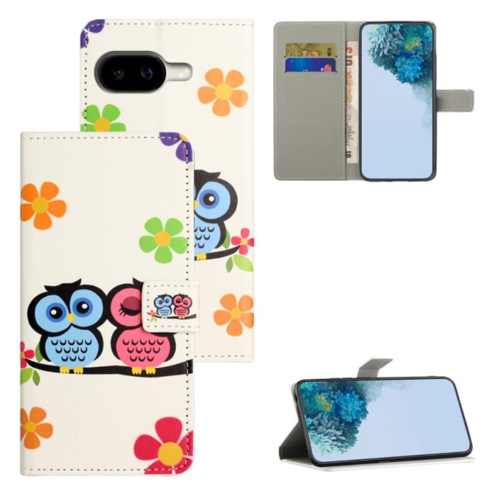 Leren Hoesje Google Pixel 10a Uilenpaar Bescherming Hoesje