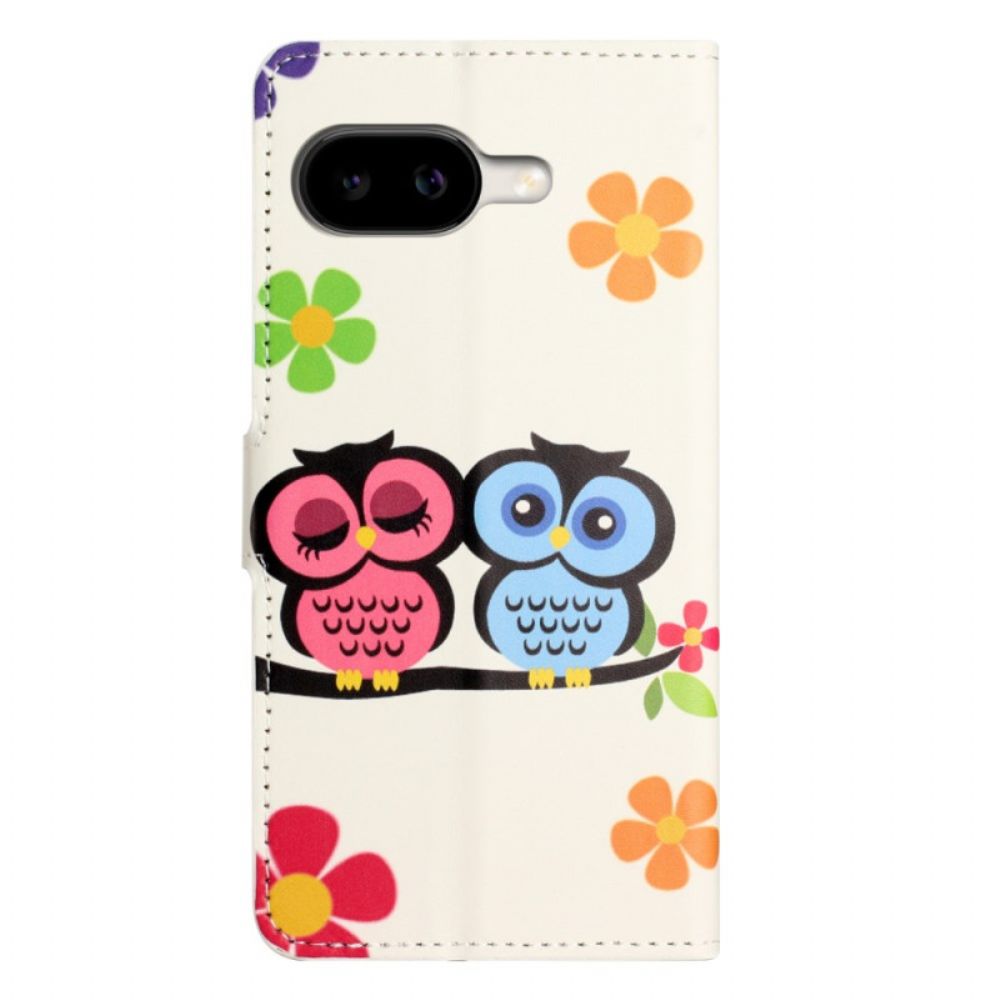Leren Hoesje Google Pixel 10a Uilenpaar Bescherming Hoesje