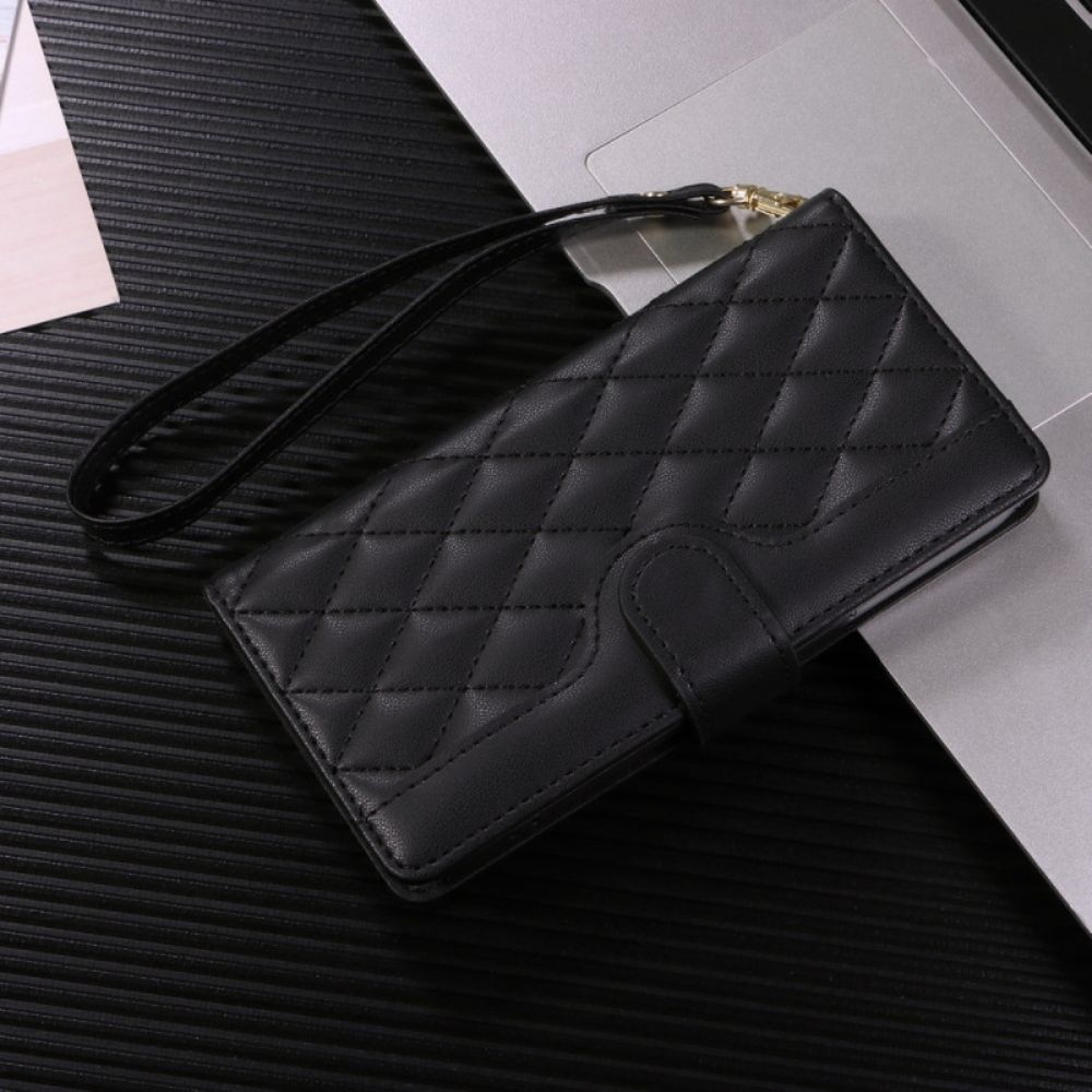 Leren Hoesje Voor Google Pixel 10a Gewatteerde Portemonnee Met Bandje En Schouderband