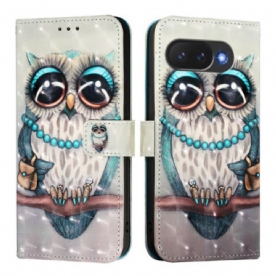 Leren Hoesje Voor Google Pixel 10a Grijze Uil