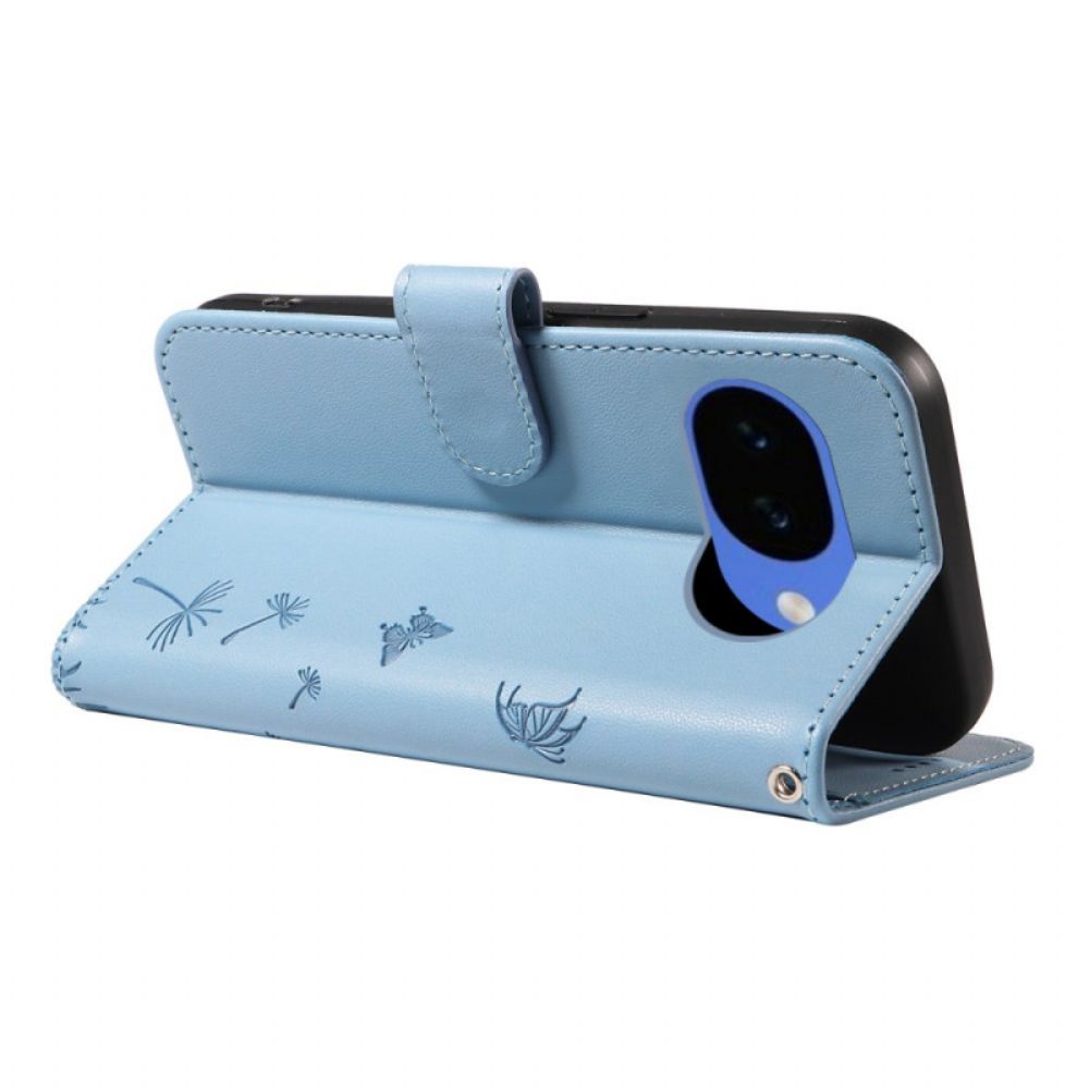 Leren Hoesje Voor Google Pixel 10a Paardenbloempatroon