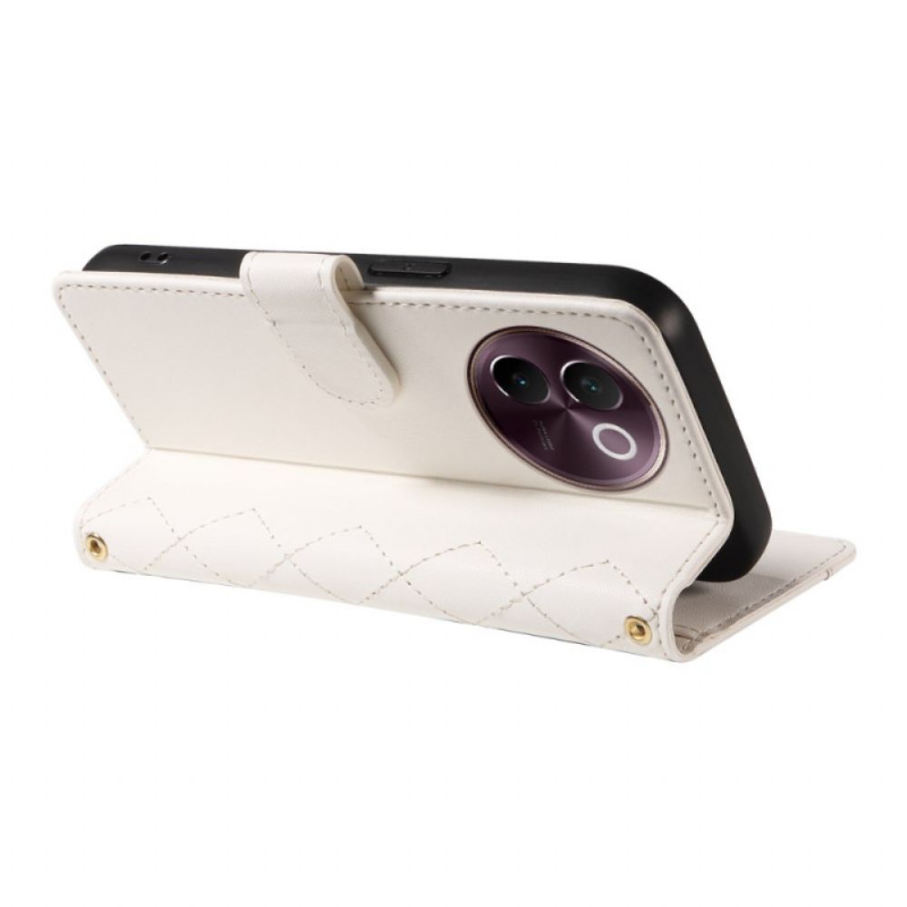 Folio-hoesje Vivo V40 Lite 5g Telefoonhoesje Gewatteerd Met Bandjes