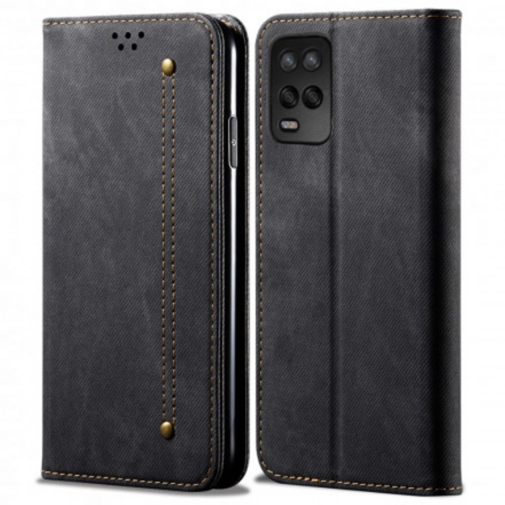 Bescherming Hoesje voor Realme 8 5G Folio-hoesje Imitatieleer Jeanstextuur