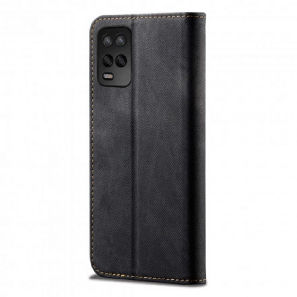 Bescherming Hoesje voor Realme 8 5G Folio-hoesje Imitatieleer Jeanstextuur