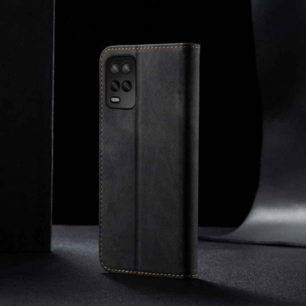Bescherming Hoesje voor Realme 8 5G Folio-hoesje Imitatieleer Jeanstextuur
