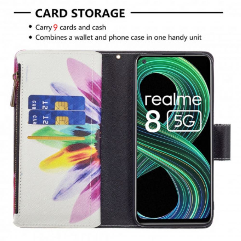 Flip Case voor Realme 8 5G Bloemzak Met Rits