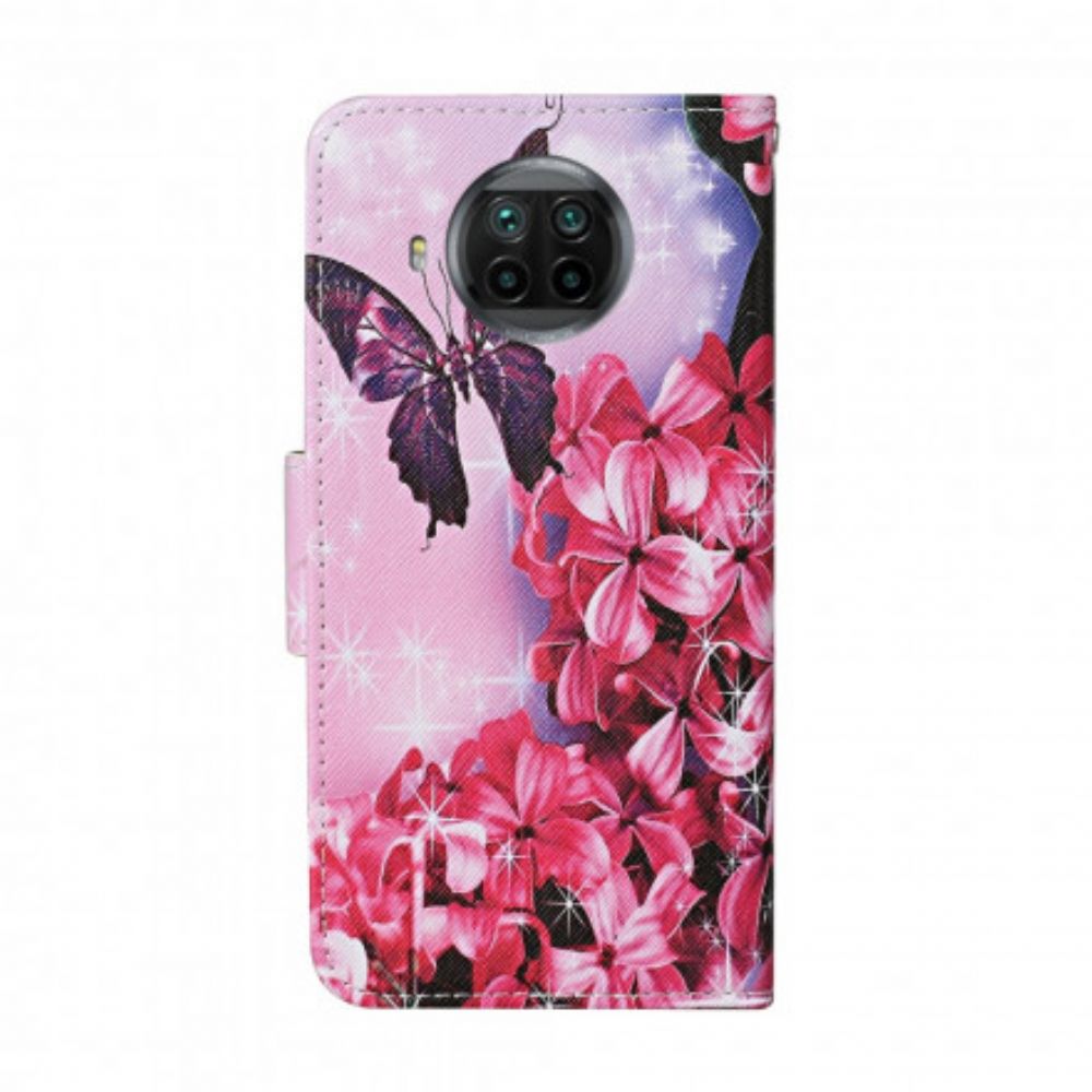 Folio-hoesje voor Xiaomi Mi 10T Lite / Redmi Note 9 Pro 5G Bloemen Vlinders Band