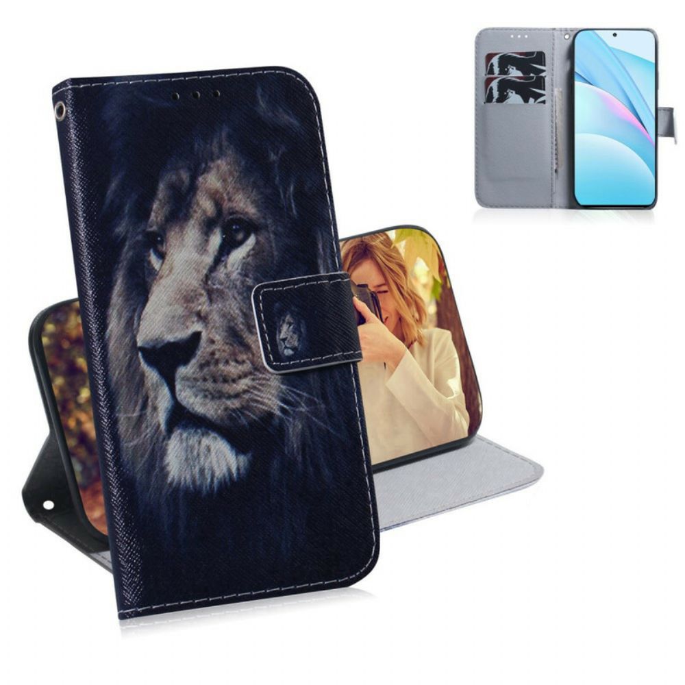 Folio-hoesje voor Xiaomi Mi 10T Lite / Redmi Note 9 Pro 5G Droomende Leeuw