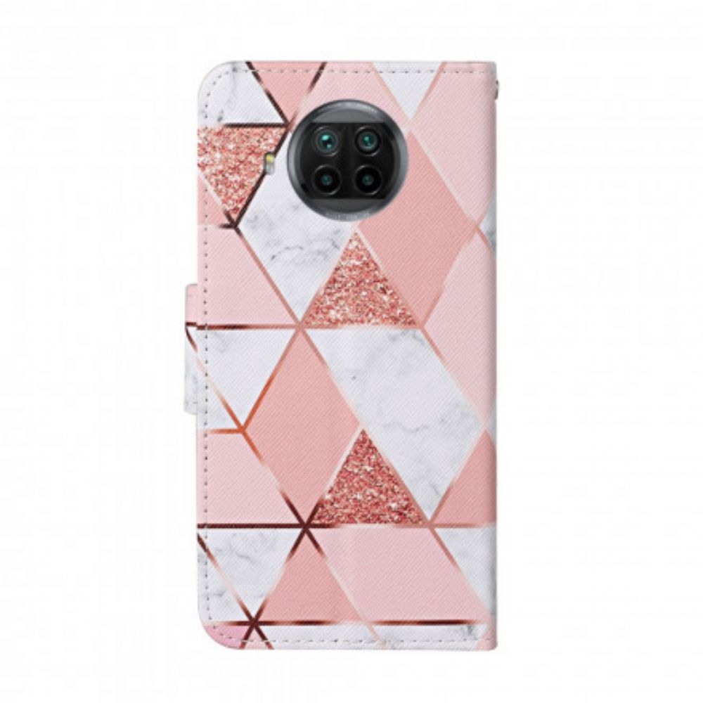 Folio-hoesje voor Xiaomi Mi 10T Lite / Redmi Note 9 Pro 5G Marmer En Glitter Met Riem