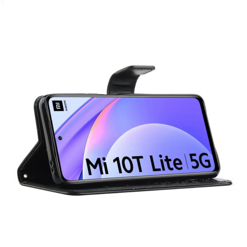 Folio-hoesje voor Xiaomi Mi 10T Lite / Redmi Note 9 Pro 5G Met Ketting Boom En Uilen Met Bandjes
