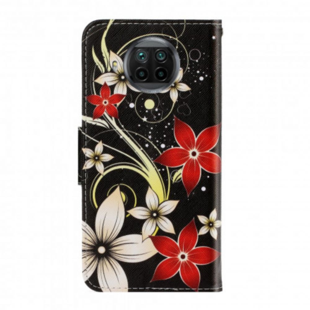 Folio-hoesje voor Xiaomi Mi 10T Lite / Redmi Note 9 Pro 5G Met Ketting Kleurrijke Band Bloemen