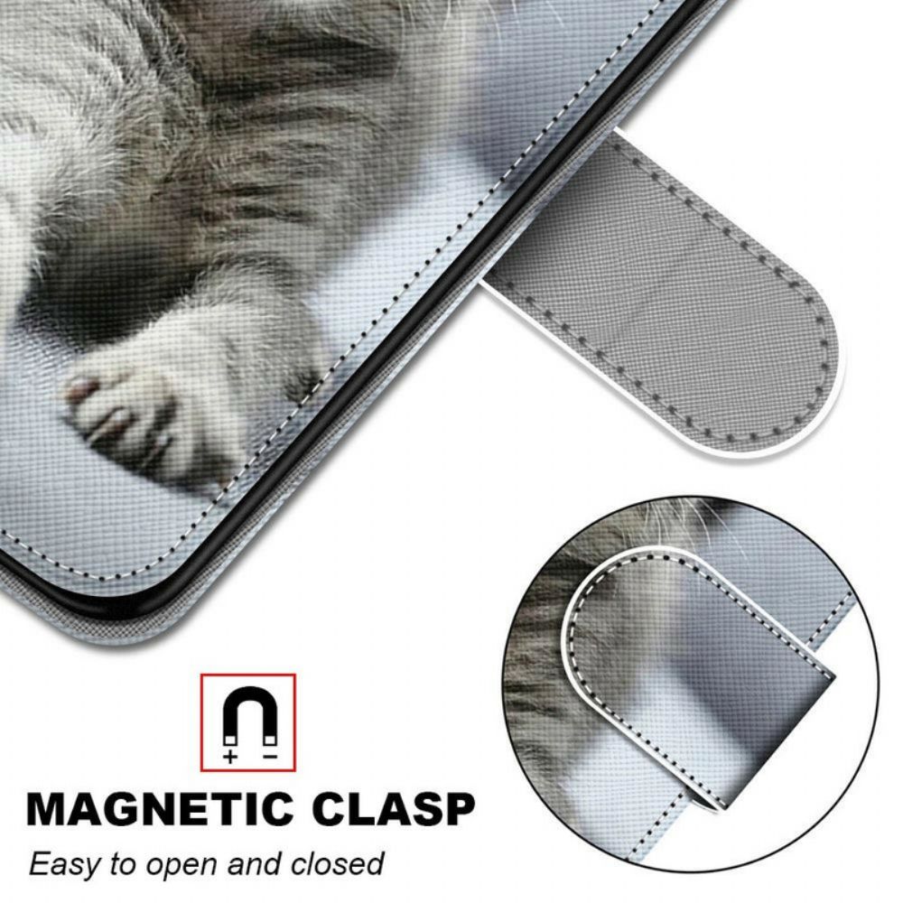 Folio-hoesje voor Xiaomi Mi 10T Lite / Redmi Note 9 Pro 5G Met Ketting Thong Kitten