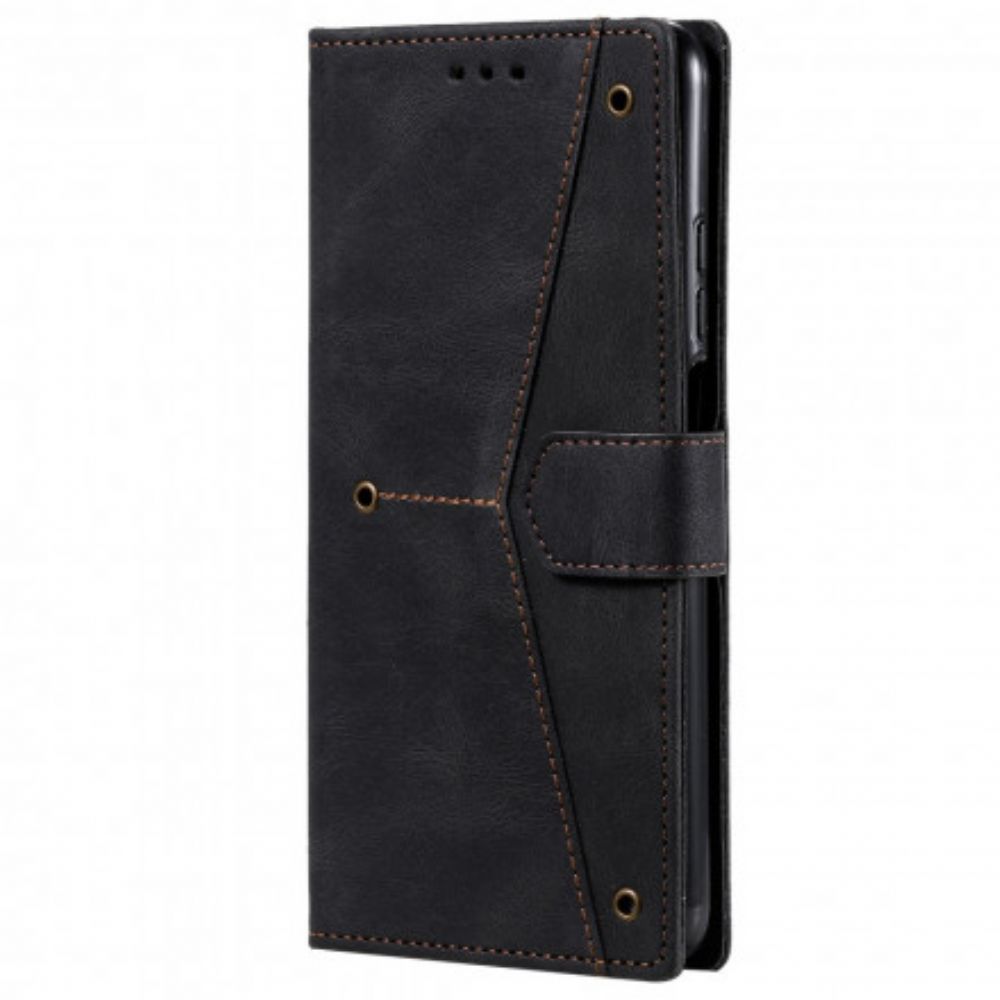 Folio-hoesje voor Xiaomi Mi 10T Lite / Redmi Note 9 Pro 5G Tweekleurige Klinknagels Van Kunstleer