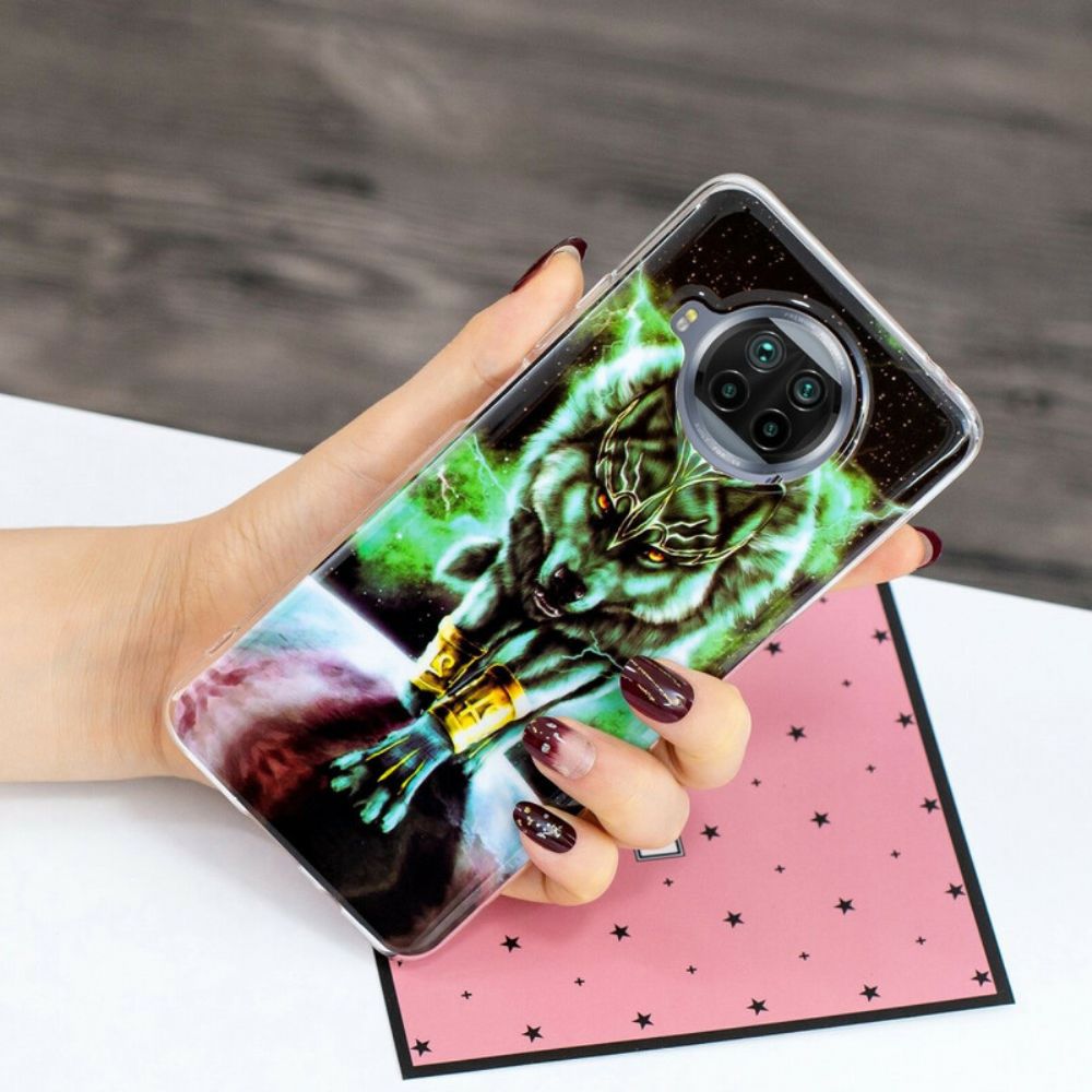 Hoesje voor Xiaomi Mi 10T Lite / Redmi Note 9 Pro 5G Fluorescerende Wolf-serie