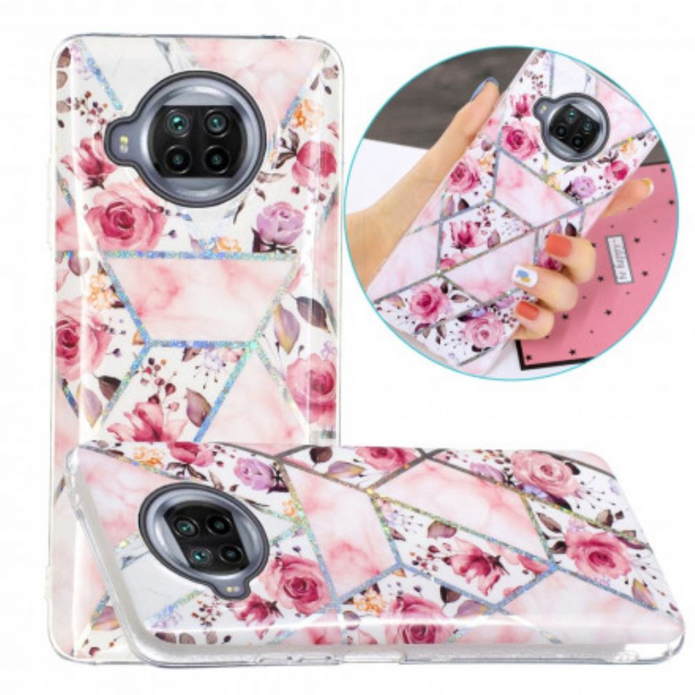 Telefoonhoesje voor Xiaomi Mi 10T Lite / Redmi Note 9 Pro 5G Marmerbloemen