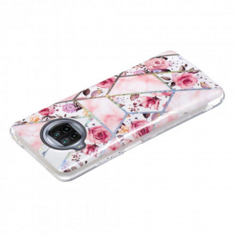 Telefoonhoesje voor Xiaomi Mi 10T Lite / Redmi Note 9 Pro 5G Marmerbloemen