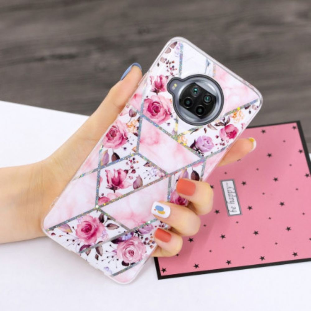 Telefoonhoesje voor Xiaomi Mi 10T Lite / Redmi Note 9 Pro 5G Marmerbloemen