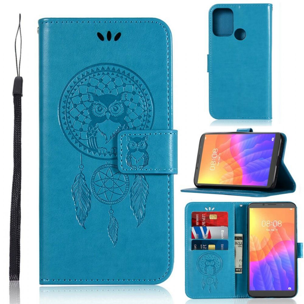 Leren Hoesje voor Honor 9A Lederen Effect Dromenvanger Uil