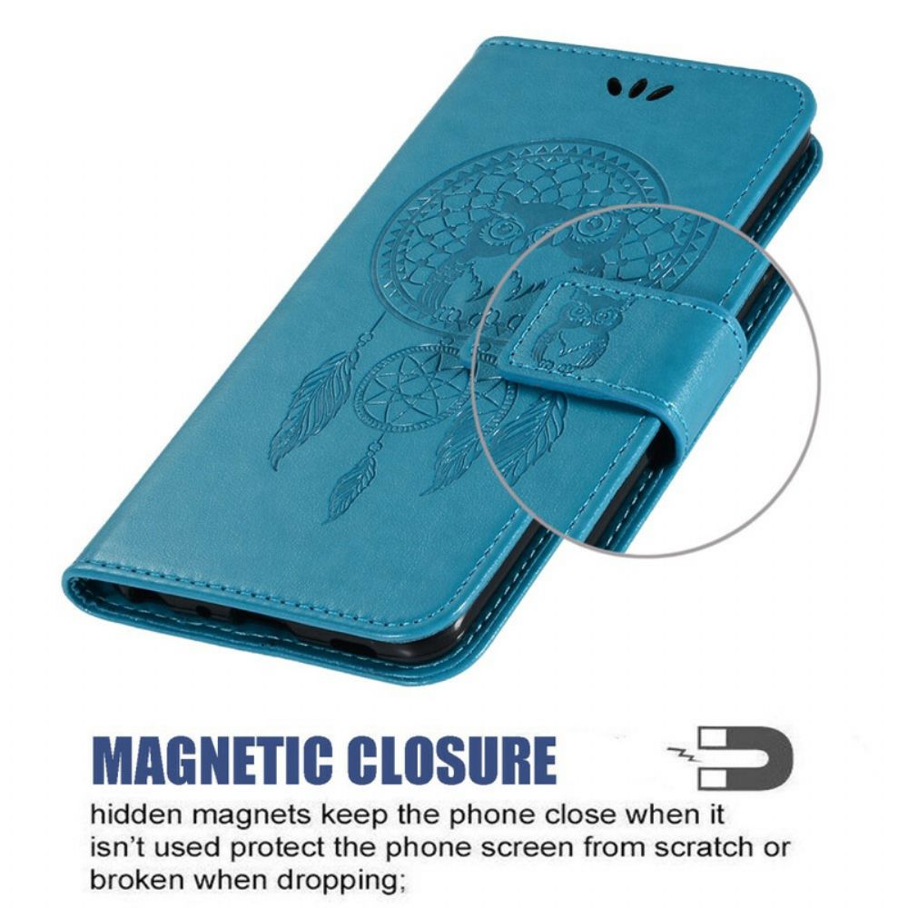 Leren Hoesje voor Honor 9A Lederen Effect Dromenvanger Uil