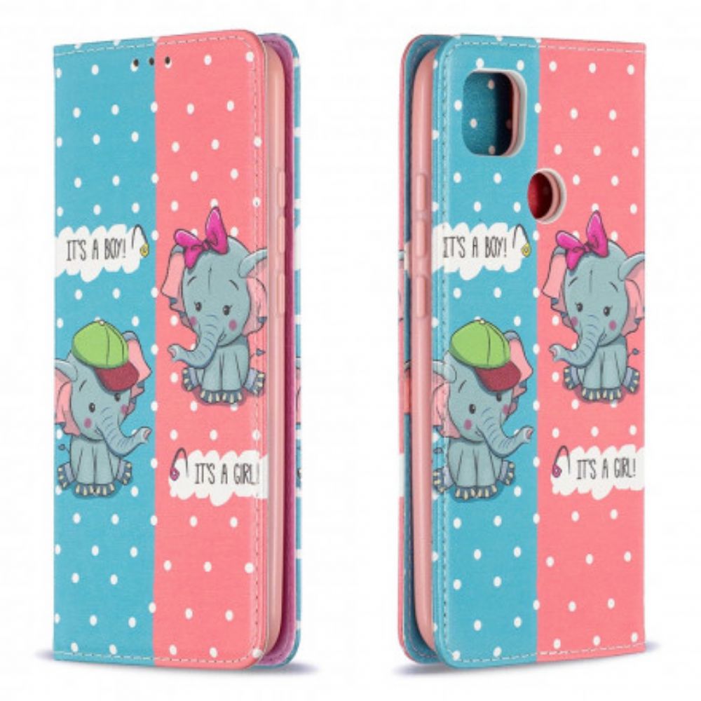 Bescherming Hoesje voor Xiaomi Redmi 9C Folio-hoesje Baby Olifanten