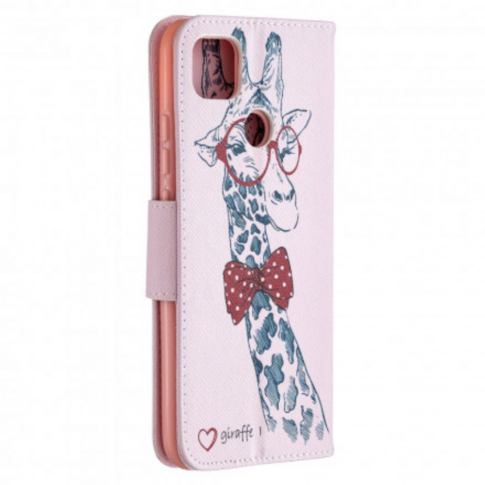 Folio-hoesje voor Xiaomi Redmi 9C Nerdy Giraf