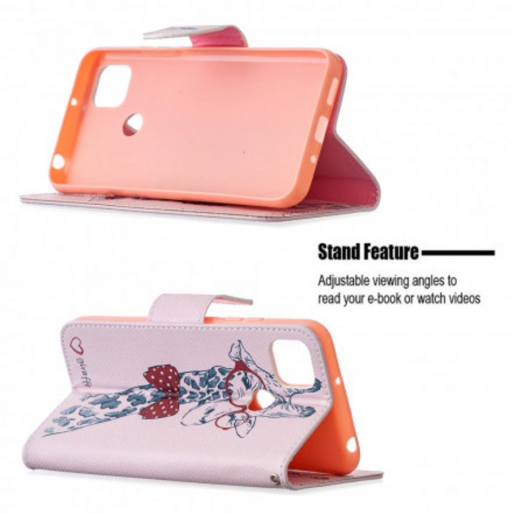 Folio-hoesje voor Xiaomi Redmi 9C Nerdy Giraf