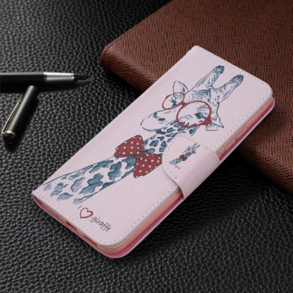 Folio-hoesje voor Xiaomi Redmi 9C Nerdy Giraf