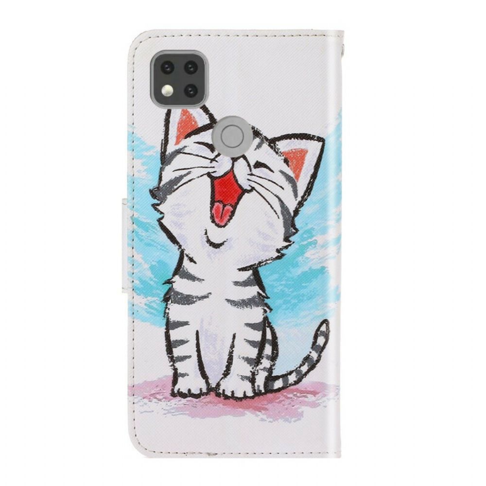 Leren Hoesje voor Xiaomi Redmi 9C Met Ketting Gebonden Kleur Kitten