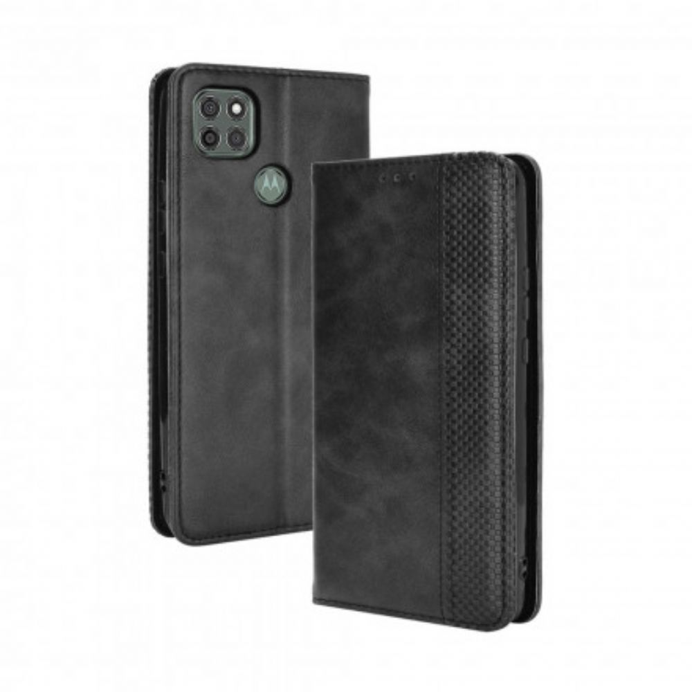 Bescherming Hoesje voor Moto G9 Power Folio-hoesje Vintage Gestileerd Leereffect