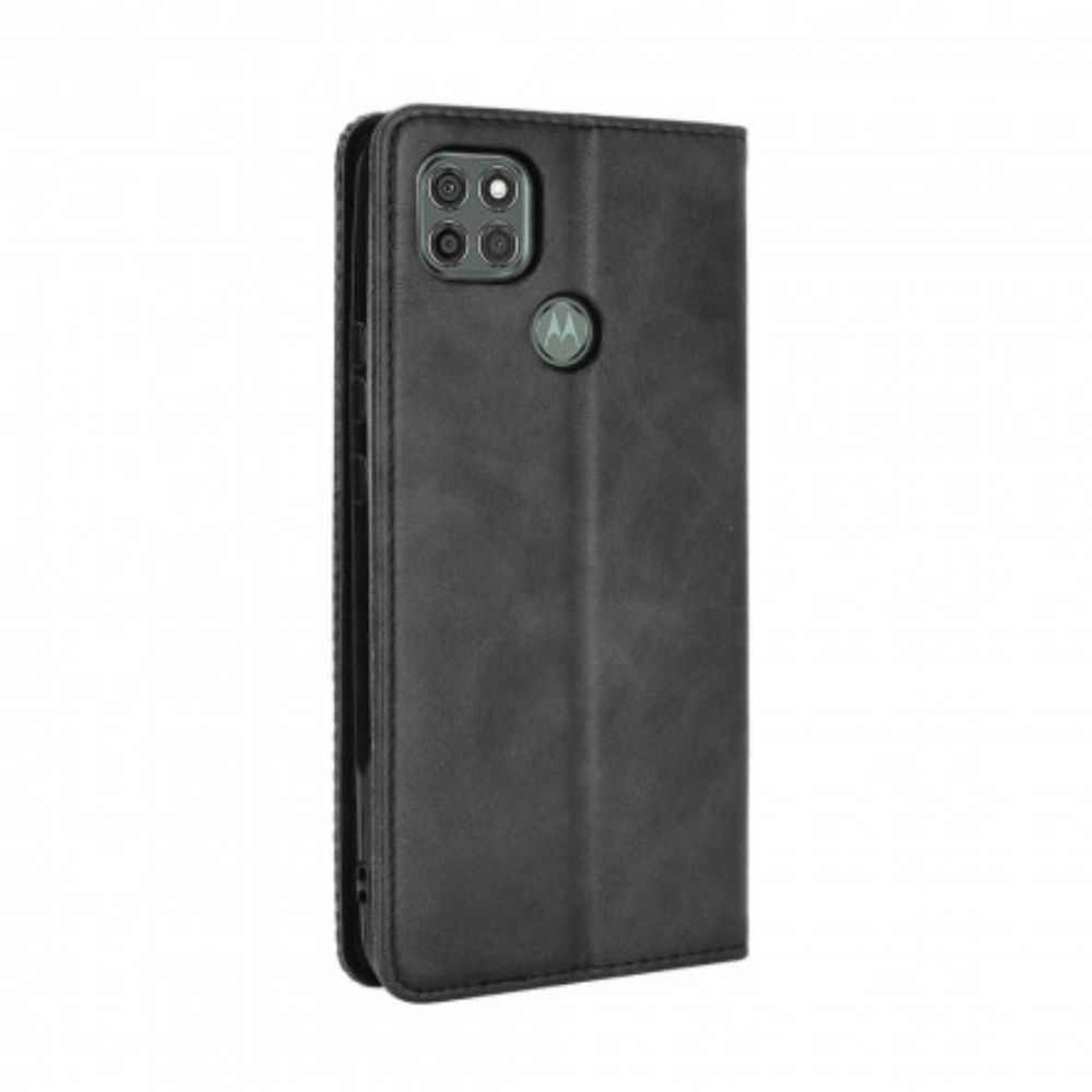 Bescherming Hoesje voor Moto G9 Power Folio-hoesje Vintage Gestileerd Leereffect
