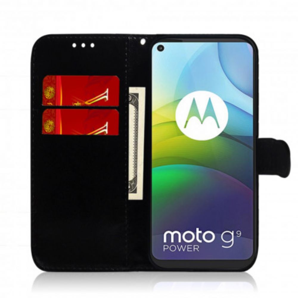 Folio-hoesje voor Moto G9 Power Spiegel Van Kunstleer