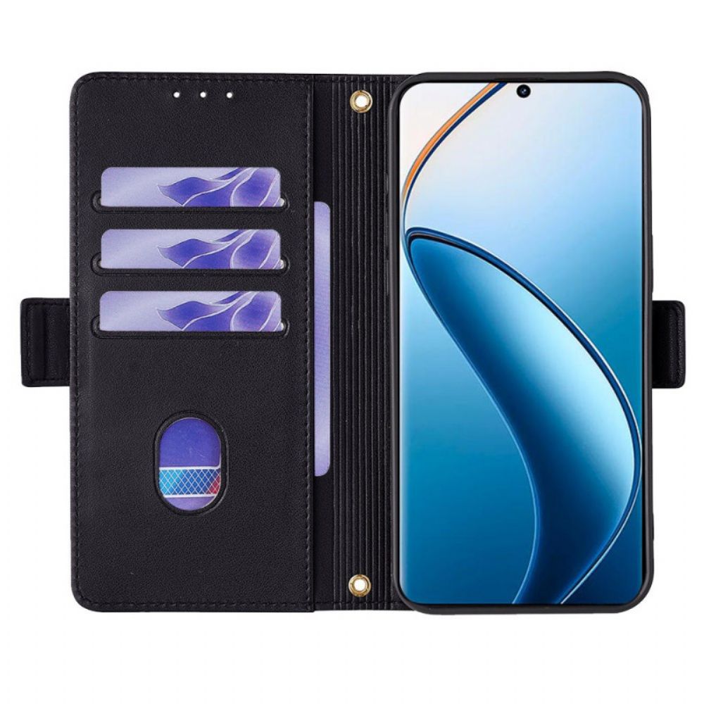 Leren Hoesje Realme 12 Pro / 12 Pro Plus Rfid-blokkeersleutelkoord En Schouderriem